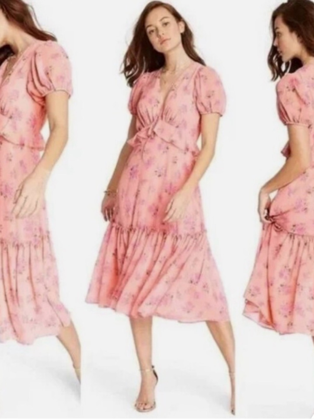 Loveshackfancy X Target Pink Fleur Floral Ruffle Midi Dress Size 6 Rose Womens